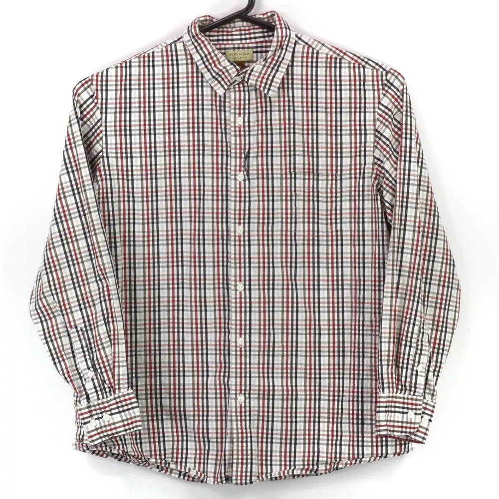 Sonoma Mens Button Up‎ LS Collared Shirt XL Multicolor Plaid